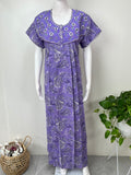 Purple Embroidered Pure Cotton Nightgown