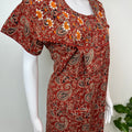 Maroon Pure Cotton Embroidered Women's Nighty