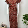 Maroon Pure Cotton Embroidered Women's Nighty