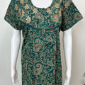 Bottle Green Elegant Embroidered 100% Cotton Nighty