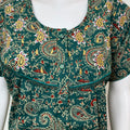 Bottle Green Elegant Embroidered 100% Cotton Nighty