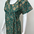 Bottle Green Elegant Embroidered 100% Cotton Nighty