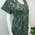 Bottle Green Elegant Embroidered 100% Cotton Nighty