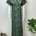 Bottle Green Elegant Embroidered 100% Cotton Nighty