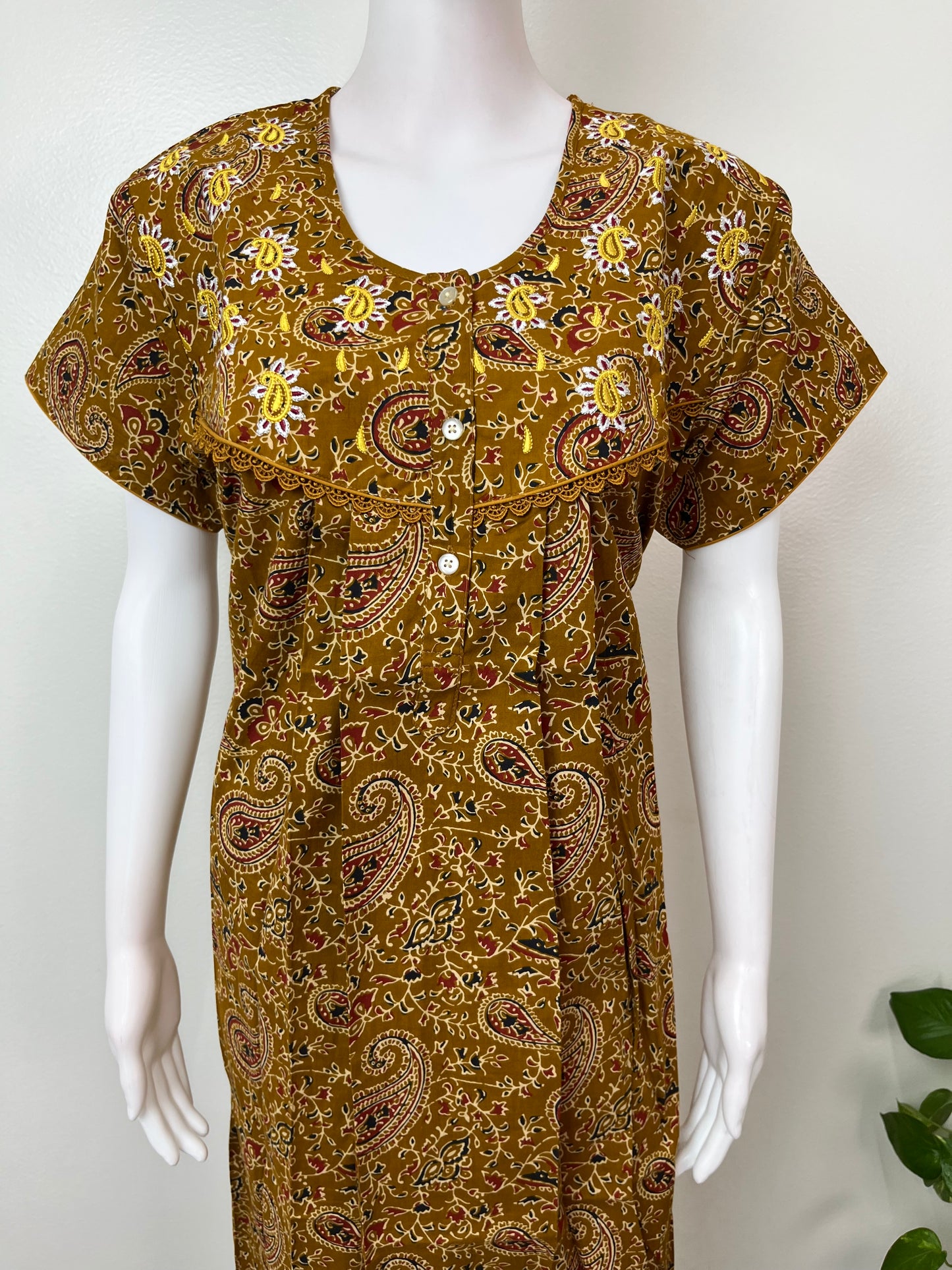Mustard 100% Cotton Nightgown Soft & Comfortable