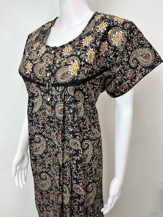Black Pure Cotton Nighty for Women