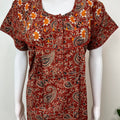 Maroon Pure Cotton Embroidered Women's Nighty