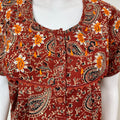 Maroon Pure Cotton Embroidered Women's Nighty