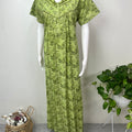 Sage Green Printed Cotton Nighty for Women