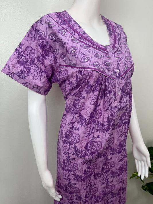 Purple Pure Cotton Nighty Soft & Breathable