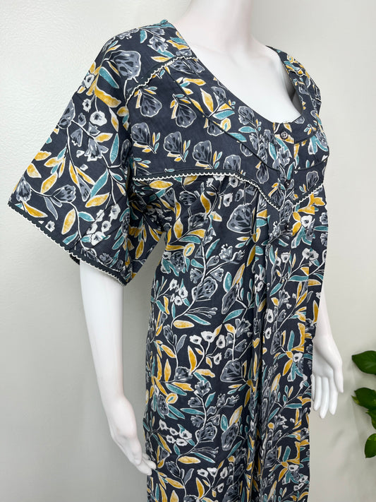 Charcoal Gray Pure Cotton Nighty for Women