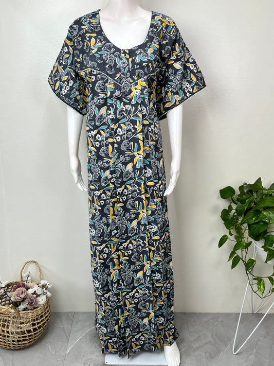 Charcoal Gray Pure Cotton Nighty for Women