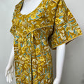 Mustard Floral Printed 100% Cotton Nightgown
