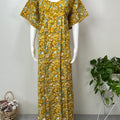 Mustard Floral Printed 100% Cotton Nightgown