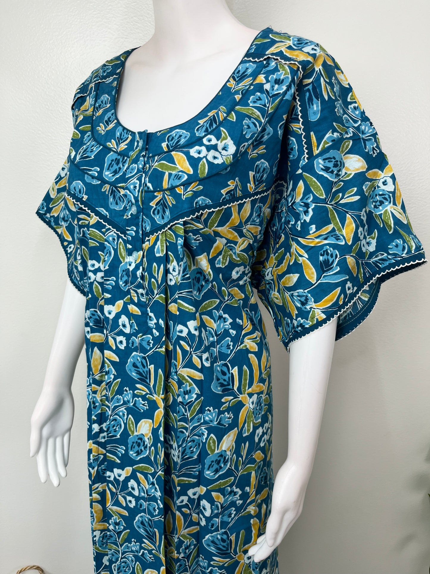 Royal Blue Pure Cotton Nighty Elegant & Comfortable