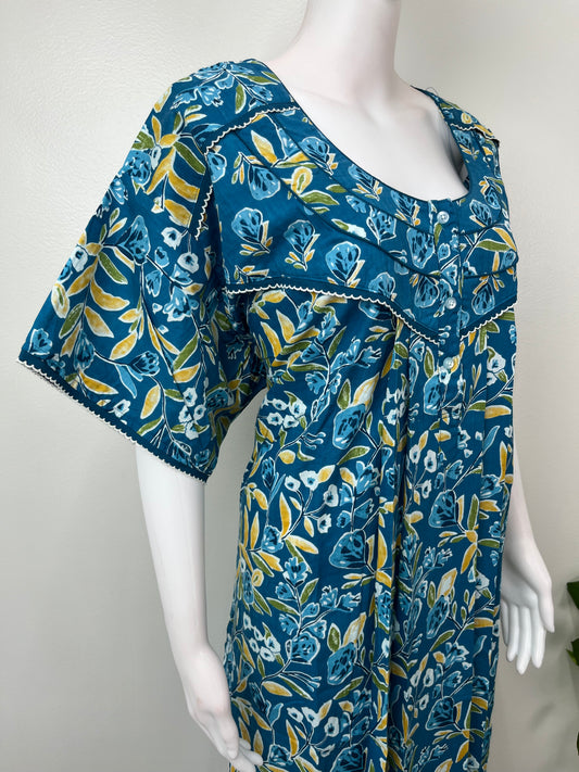 Royal Blue Pure Cotton Nighty Elegant & Comfortable