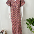 Maroon Floral Printed 100% Cotton Nighty