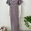Navy Blue 100% Cotton Women's Nightgown