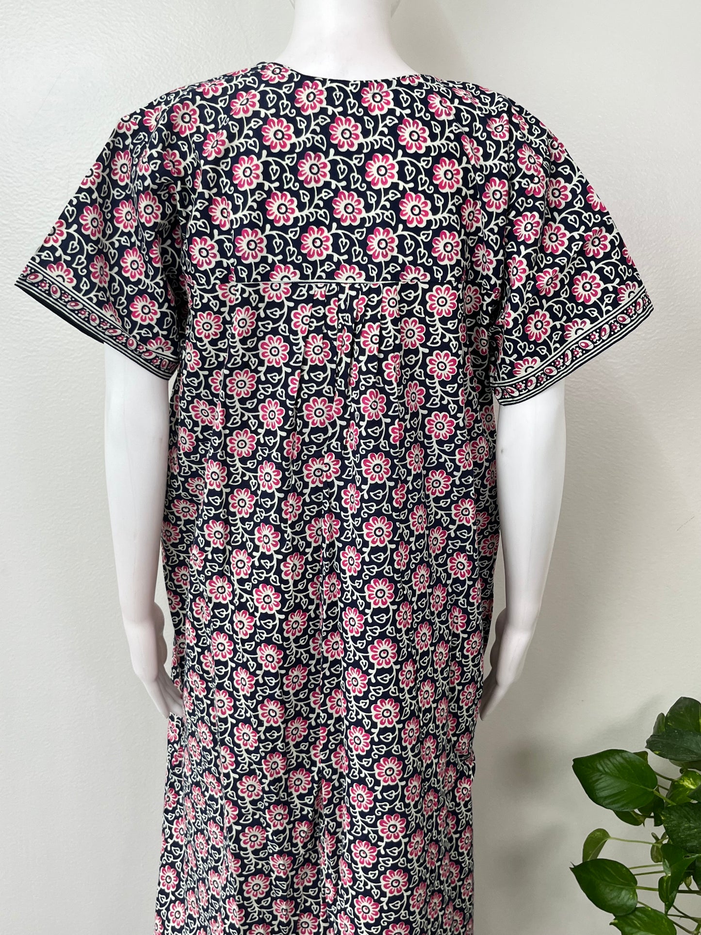 Navy Blue 100% Cotton Women's Nightgown