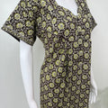 Bottle Green Pleated Cotton Nighty for Women