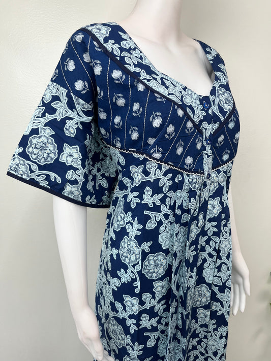 Royal Blue 100% Cotton Women's Nightgown