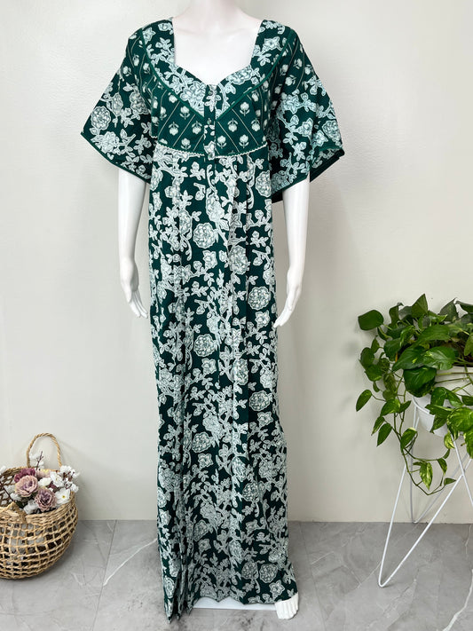 Viridian Green Pure Cotton Women's Nightgown