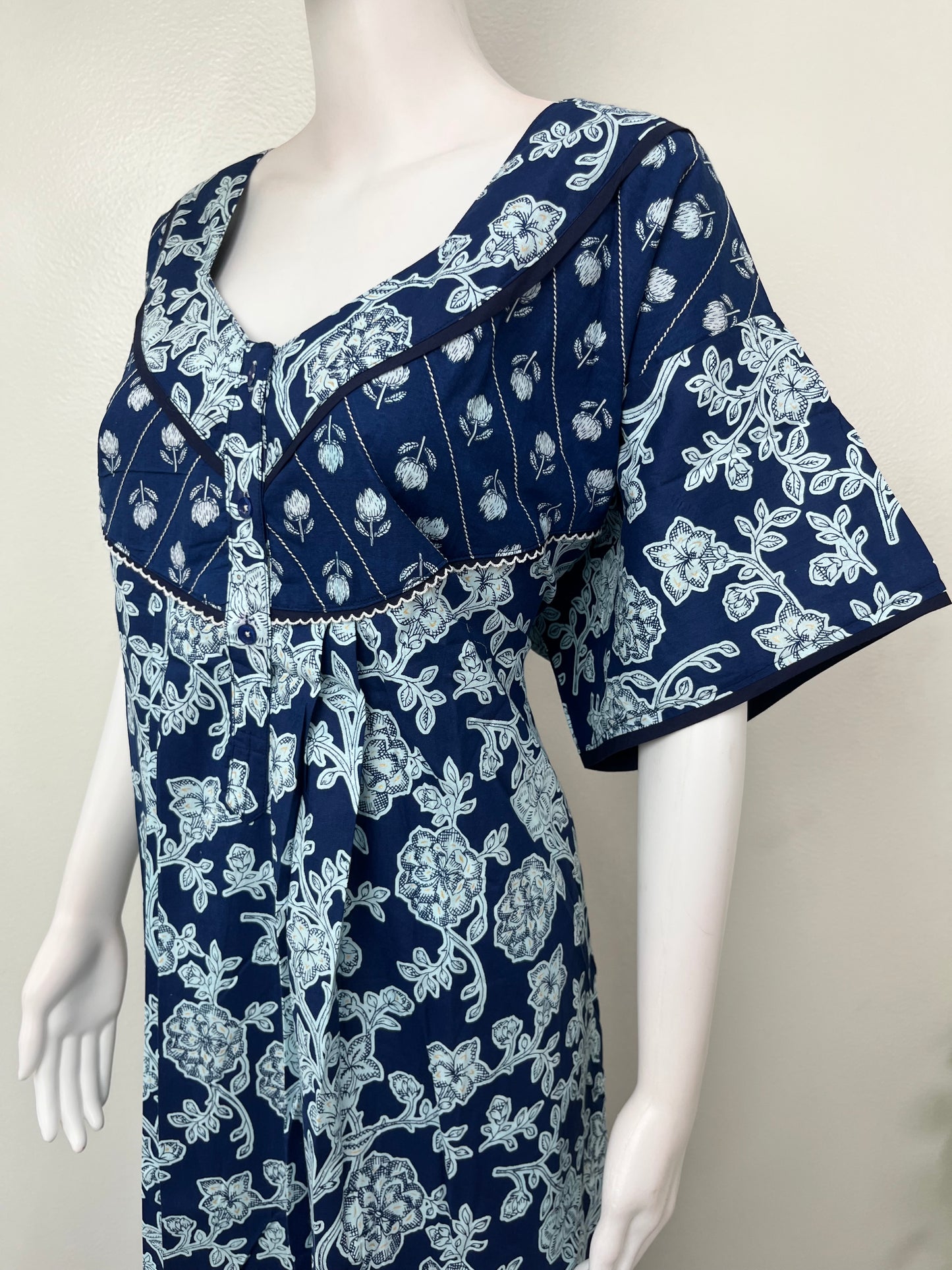Royal Blue 100% Cotton Women's Nightgown