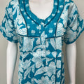 Aqua Blue Floral Printed 100% Cotton Nighty