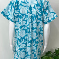 Aqua Blue Floral Printed 100% Cotton Nighty