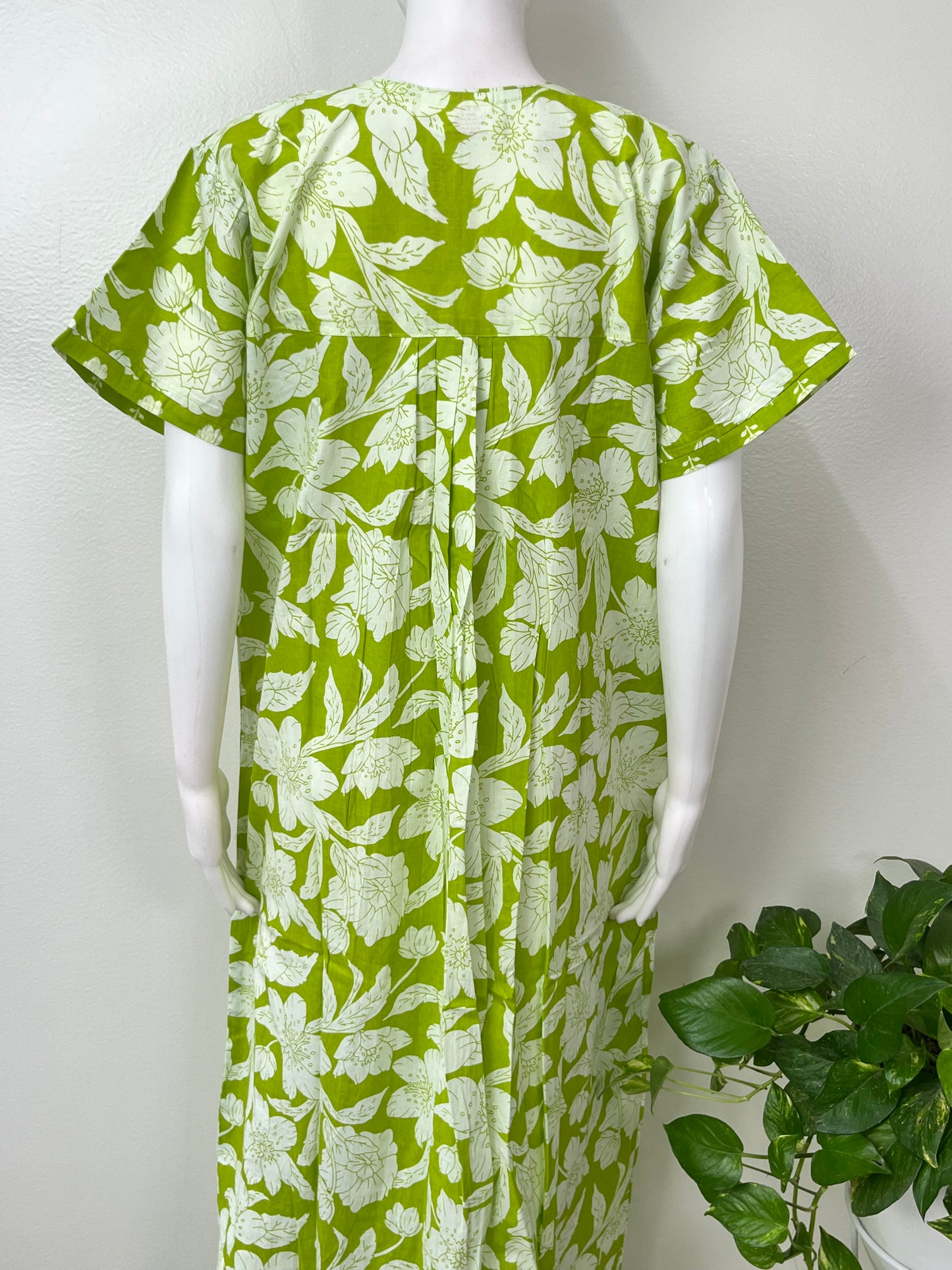 Lime Green Pure Cotton Nightgown for Women