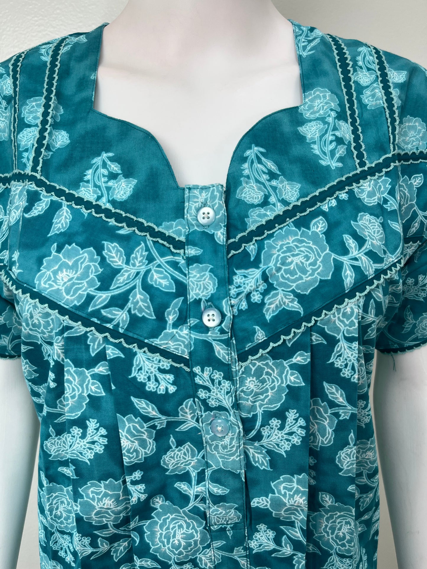 Teal Blue 100% Cotton Women's Nighty