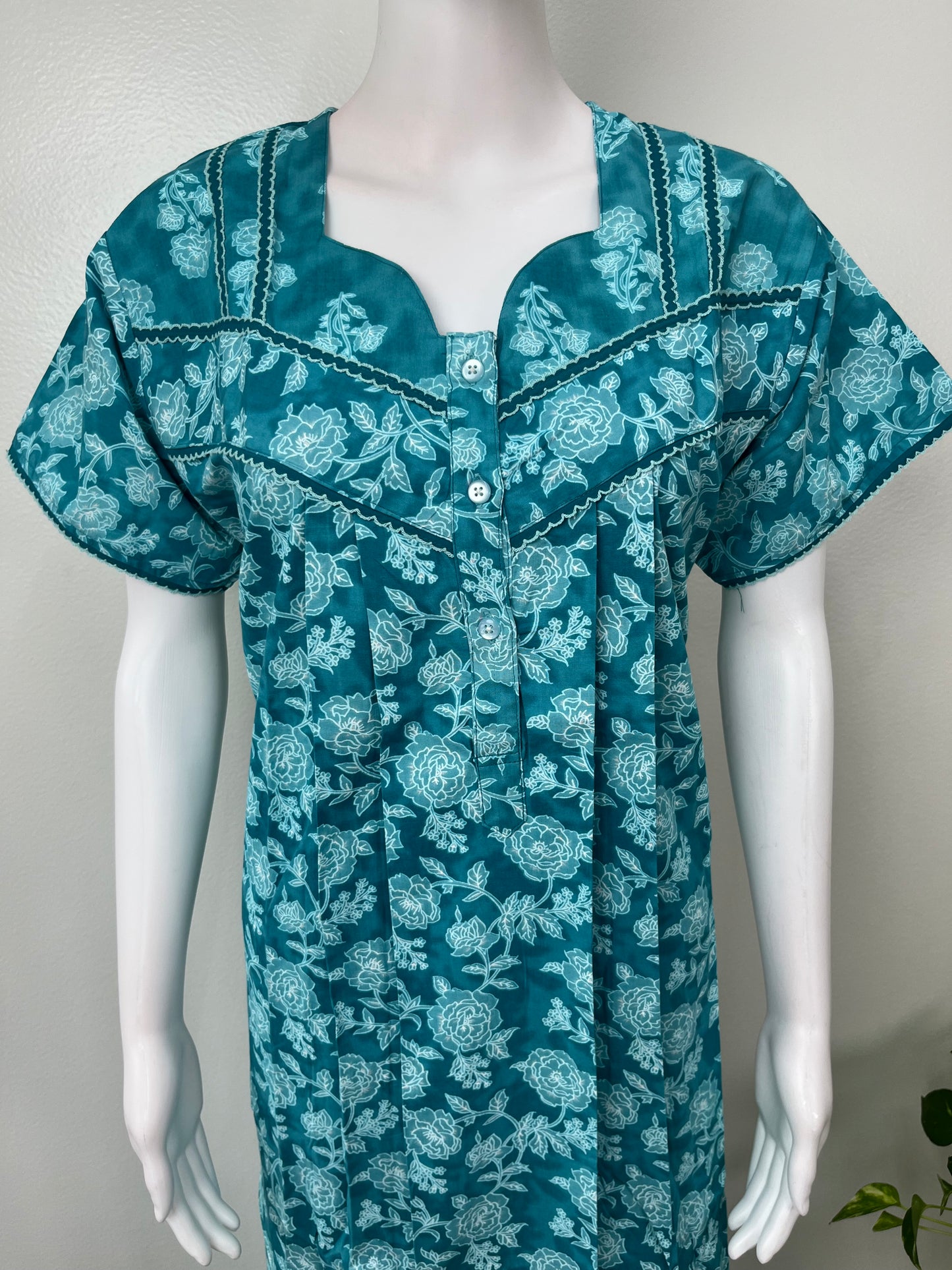Teal Blue 100% Cotton Women's Nighty