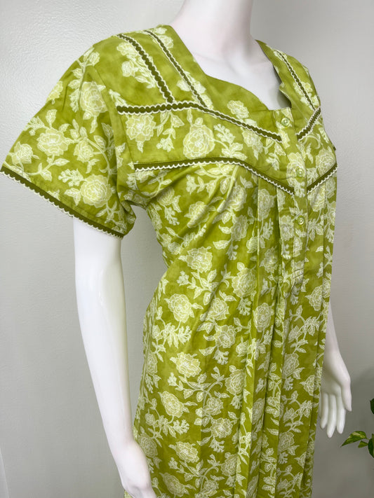 Lime Green Pleated 100% Cotton Nighty