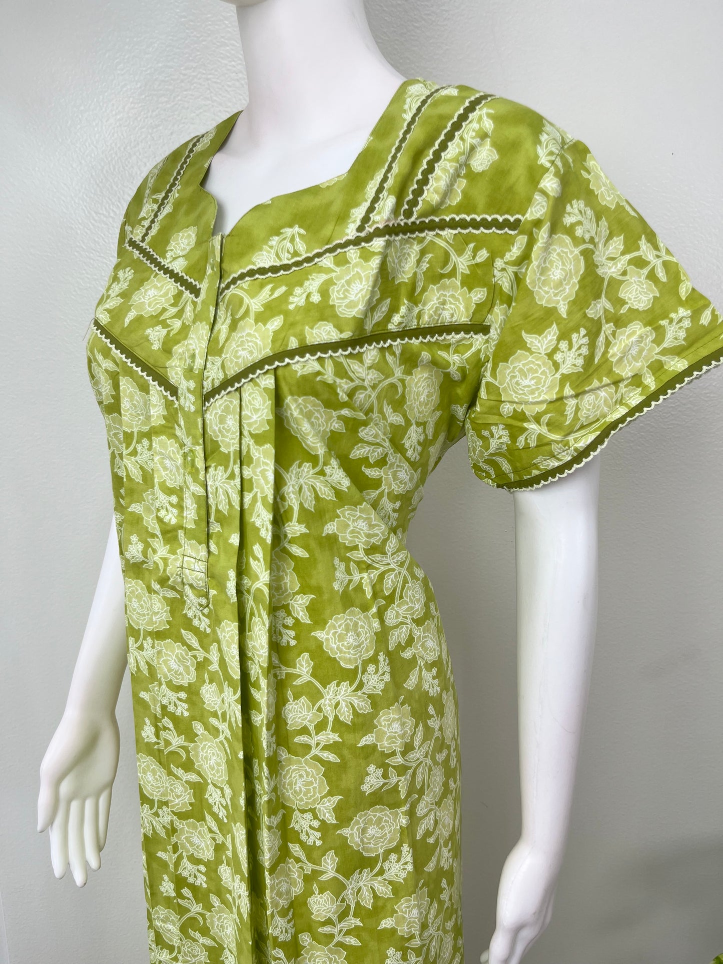 Lime Green Pleated 100% Cotton Nighty