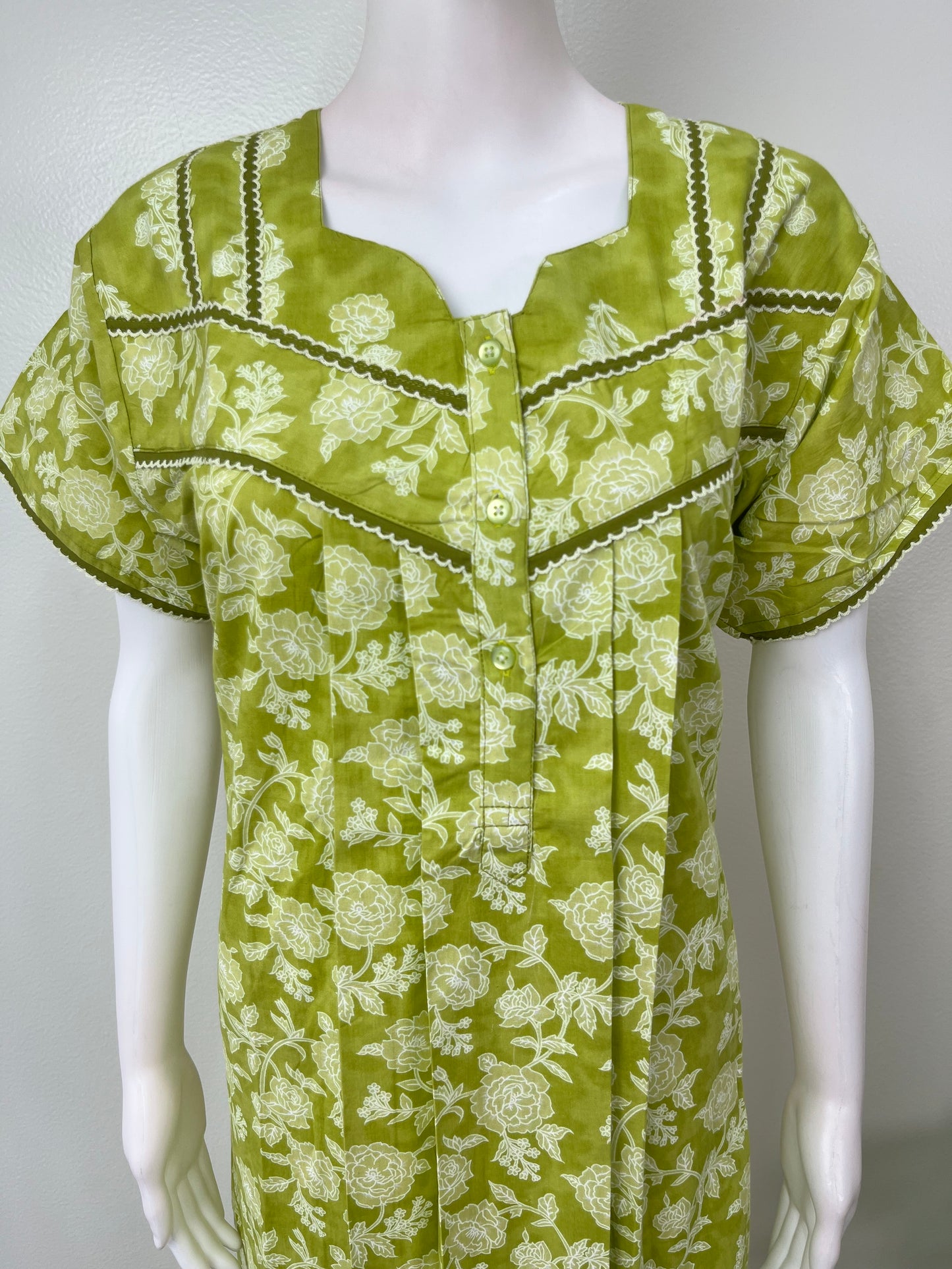 Lime Green Pleated 100% Cotton Nighty