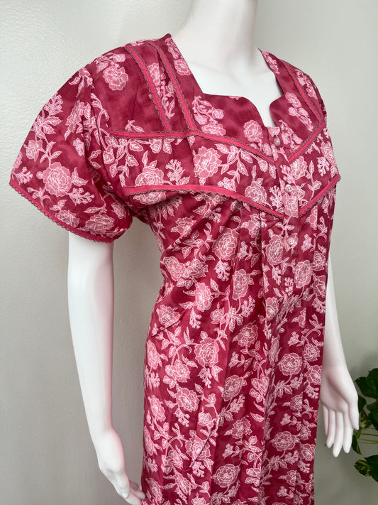 Pink Pure Cotton Nightgown Soft & Comfortable