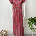 Red Pure Cotton Nighty with Geometric Print