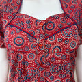 Red Pure Cotton Nighty with Geometric Print