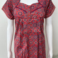 Red Pure Cotton Nighty with Geometric Print