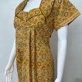 Mustard Ajrak Printed 100% Cotton Nighty