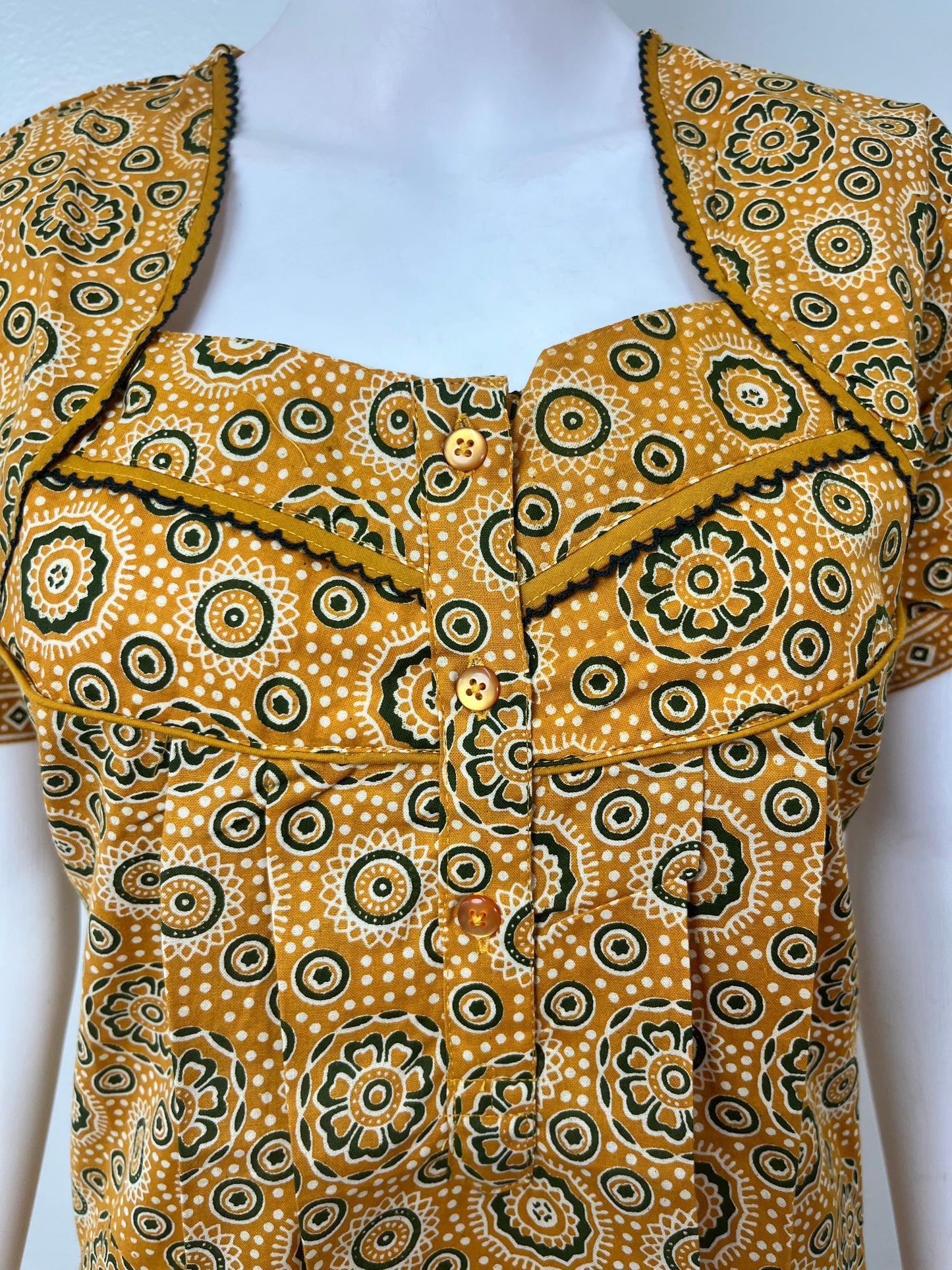Mustard Ajrak Printed 100% Cotton Nighty