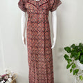 Maroon Pleated Pure Cotton Nightgown for Women
