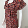 Maroon Pleated Pure Cotton Nightgown for Women