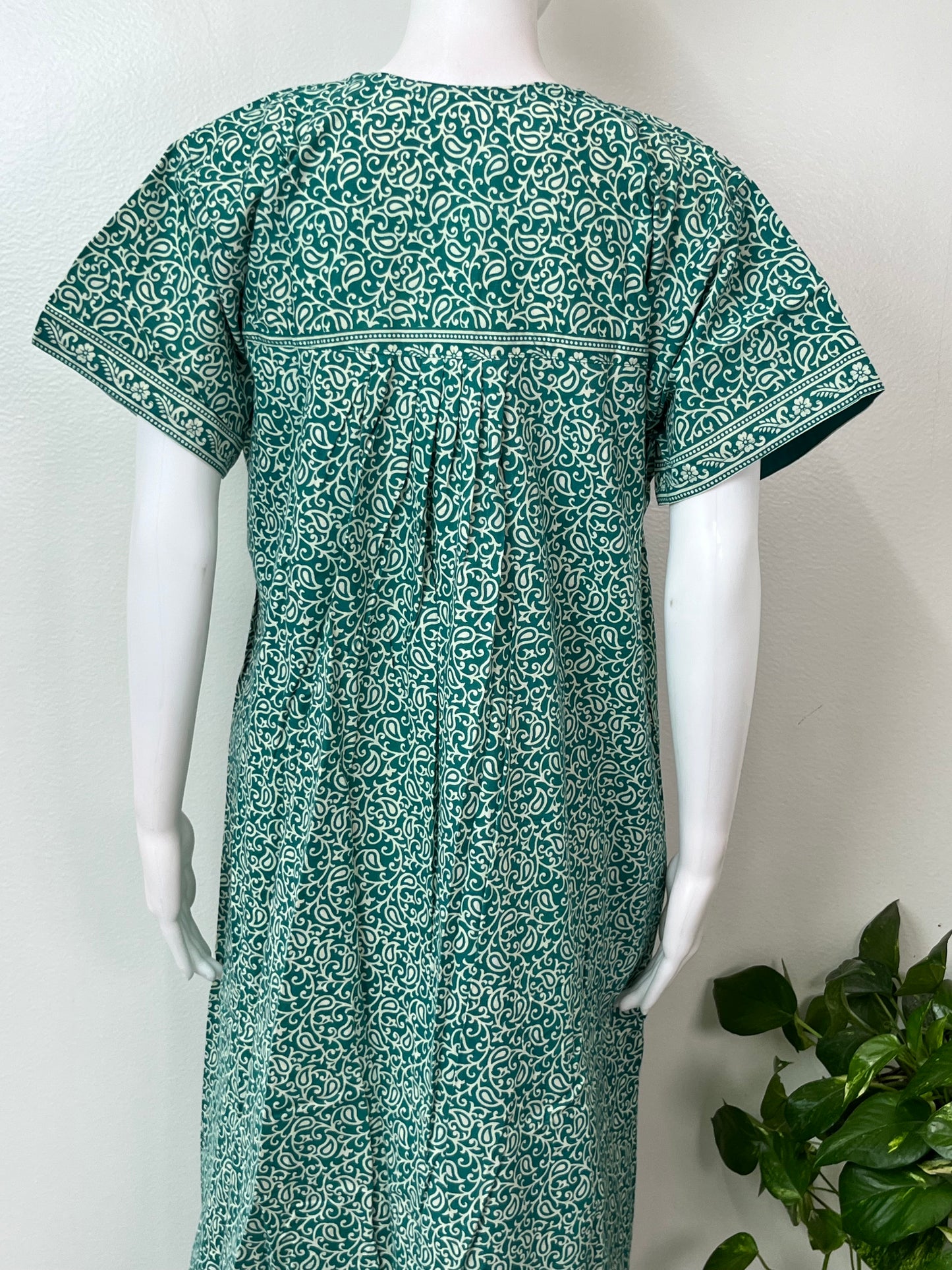 Sea Green Pure Cotton Nightgown Soft & Comfortable