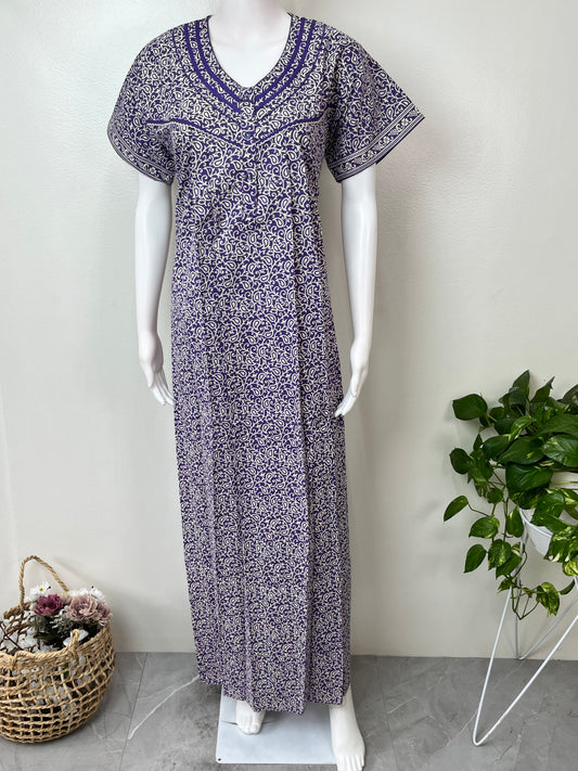 Purple 100% Cotton Women's Nightgown