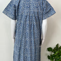 Blue Pleated Style 100% Cotton Nightgown for Women