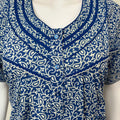 Blue Pleated Style 100% Cotton Nightgown for Women