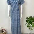 Blue Pleated Style 100% Cotton Nightgown for Women
