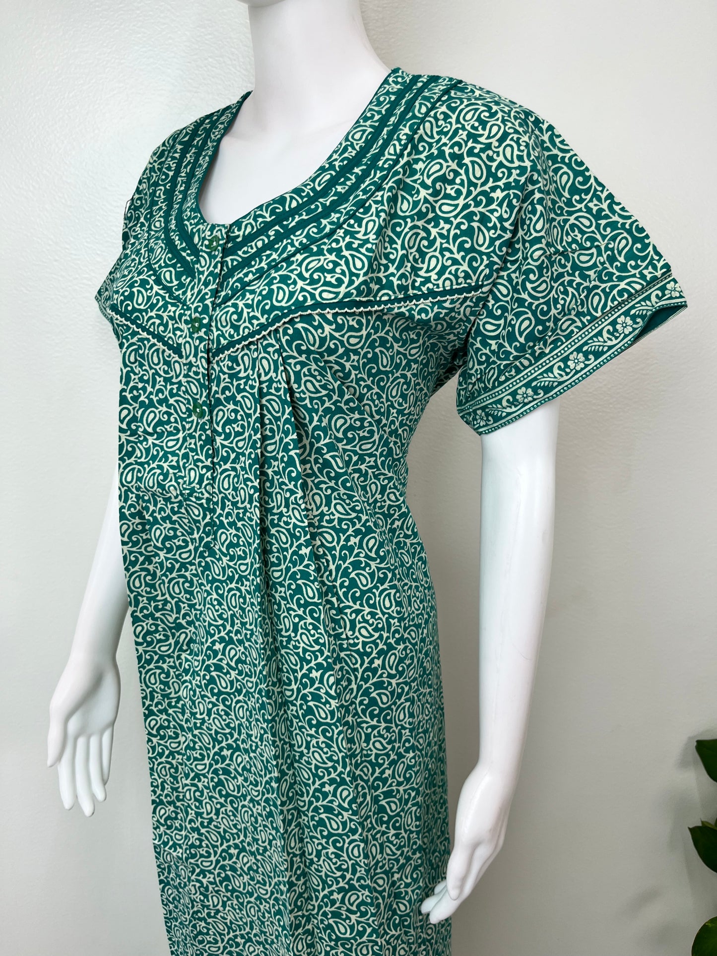 Sea Green Pure Cotton Nightgown Soft & Comfortable