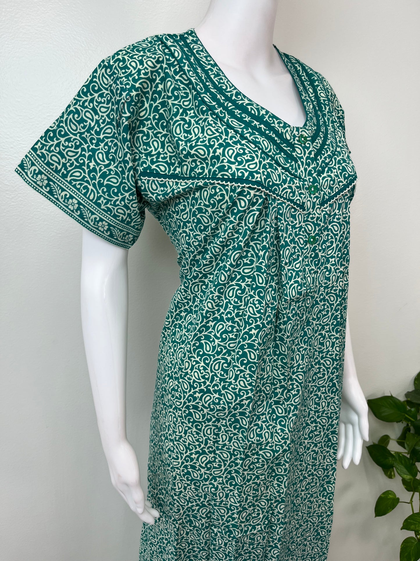 Sea Green Pure Cotton Nightgown Soft & Comfortable